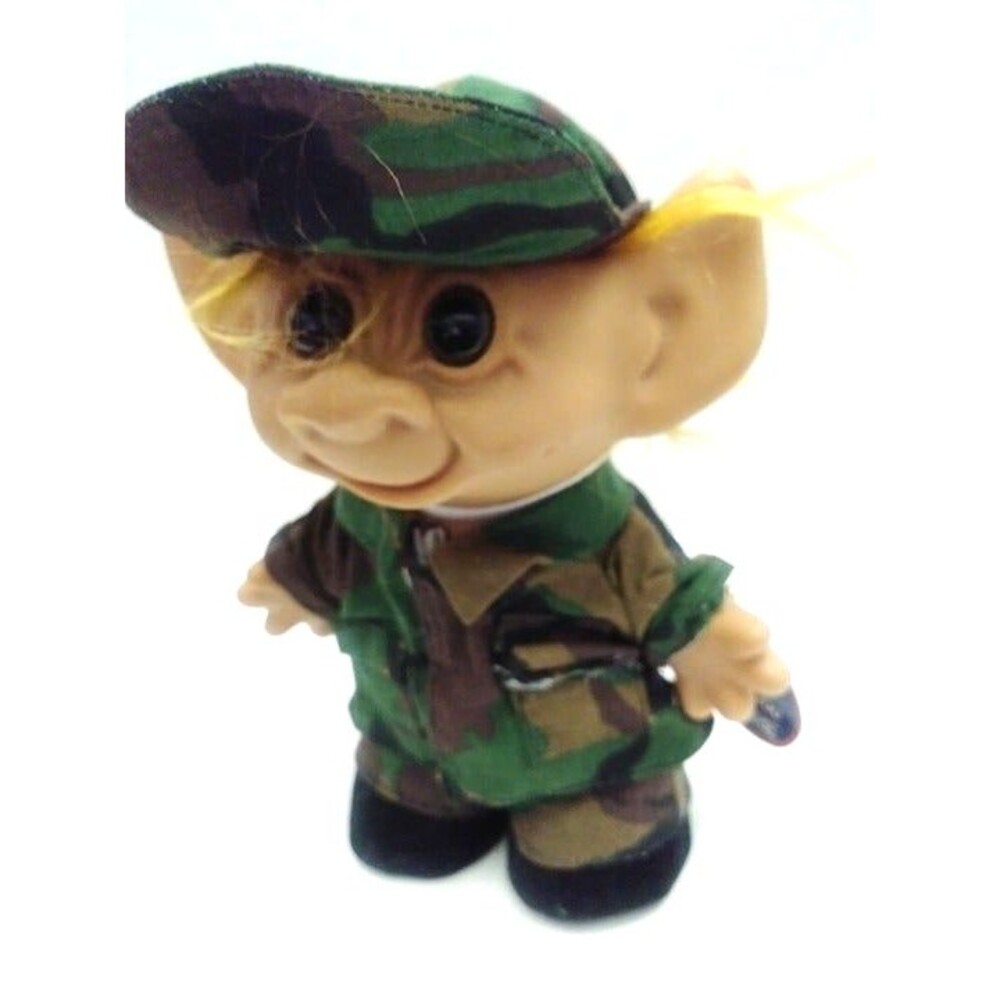 Uneeda Good Luck Wishnik 8" Troll Soldier Orange Hair Soldier Troll 8" - Picture 3 of 6